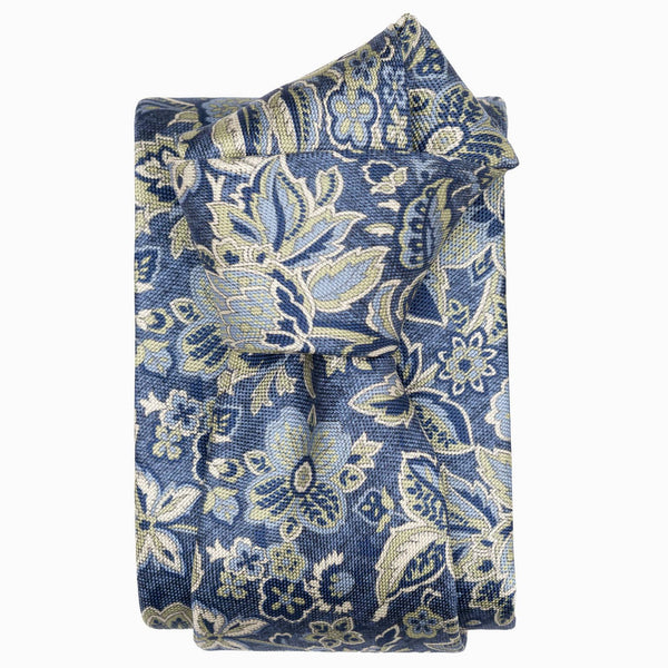 Handmade Italian Silk Tie Blue Floral