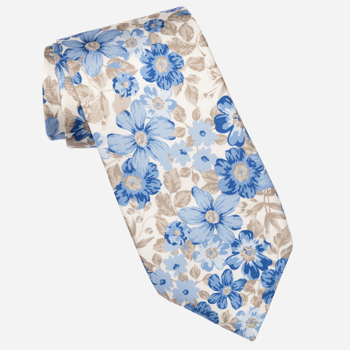 Blue Floral Handmade Italian Silk Tie