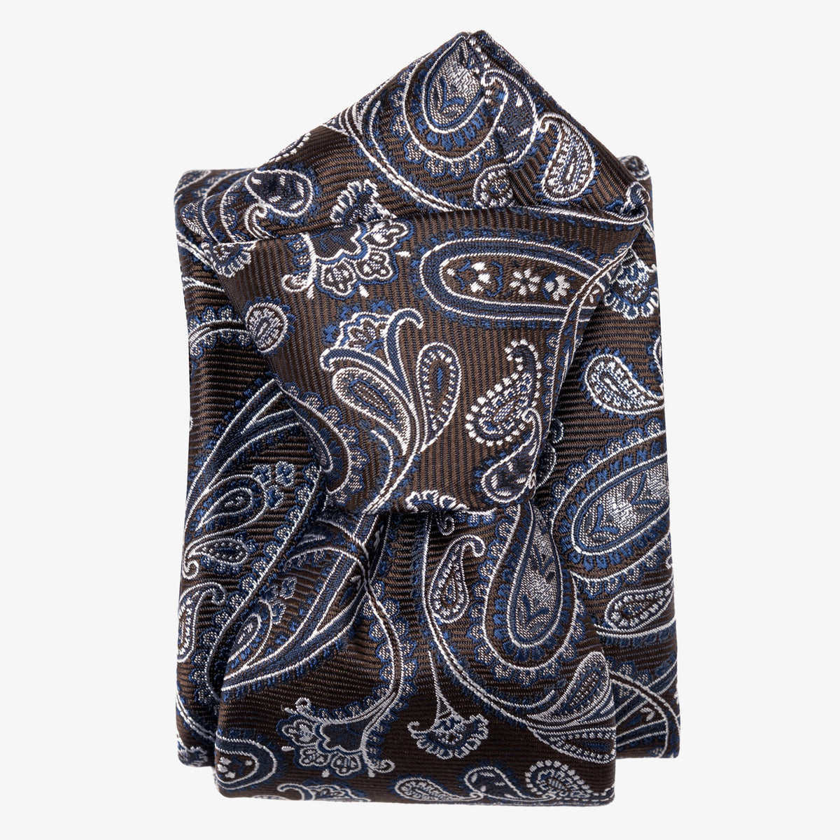 Brown and Blue Italian Paisley Silk Tie