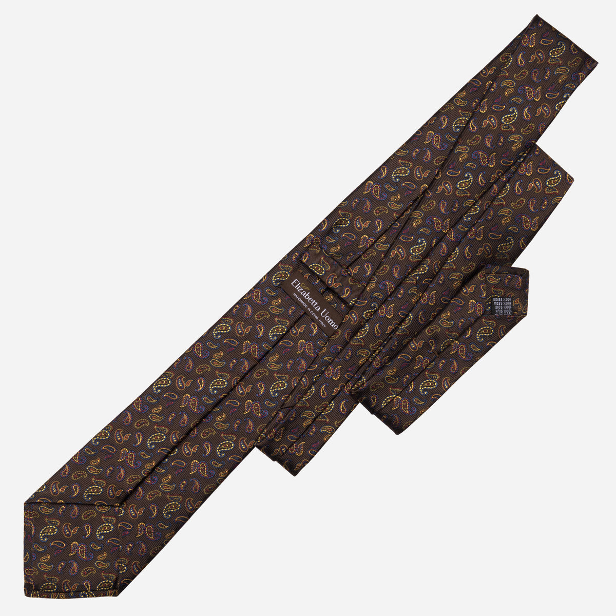 Brown Paisley Italian Silk Jacquard Designer Tie