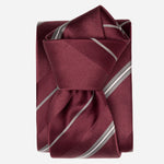 Burgundy Striped Italian Designer Silk Tie