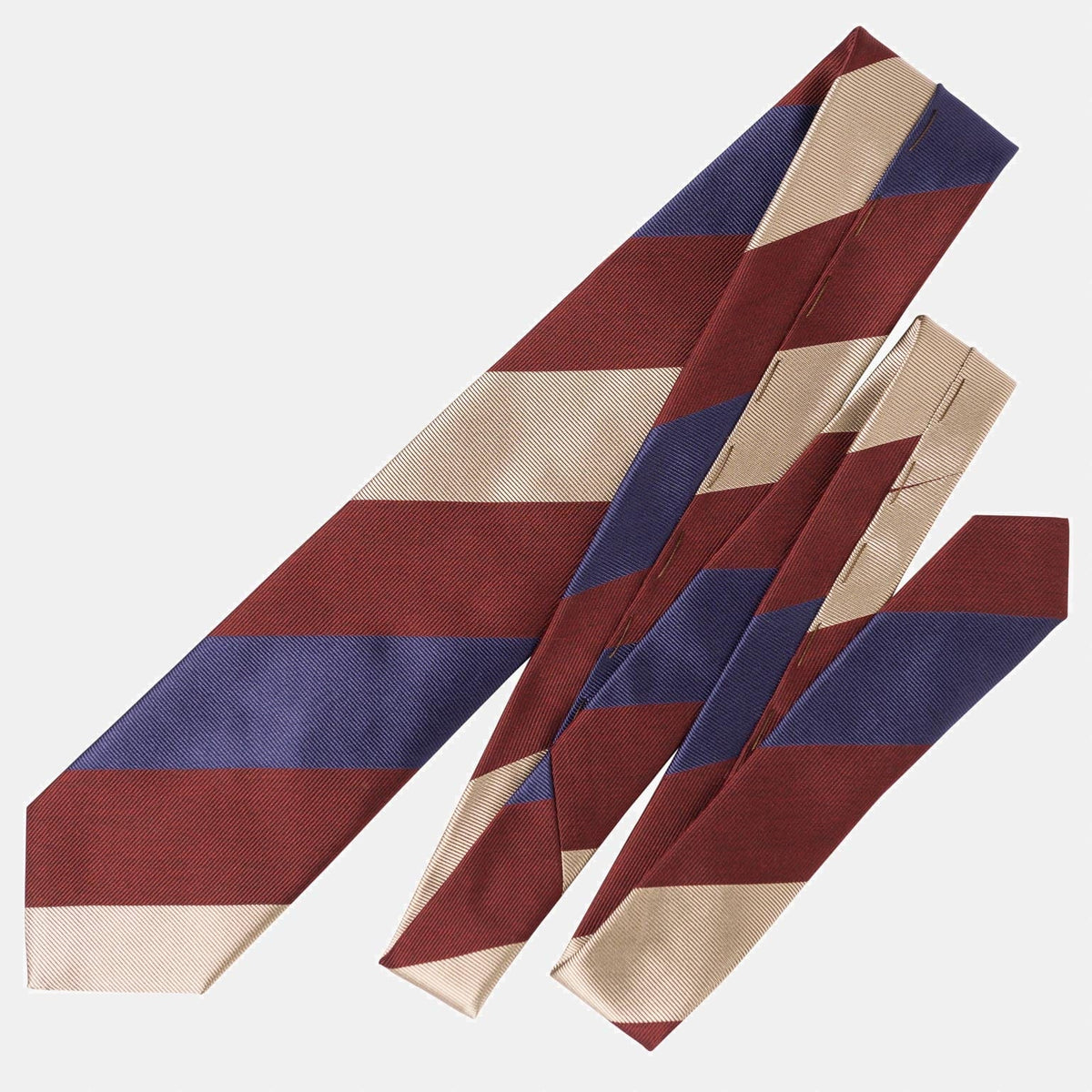 Extra Long Italian Silk Tie - Burgundy Stripes