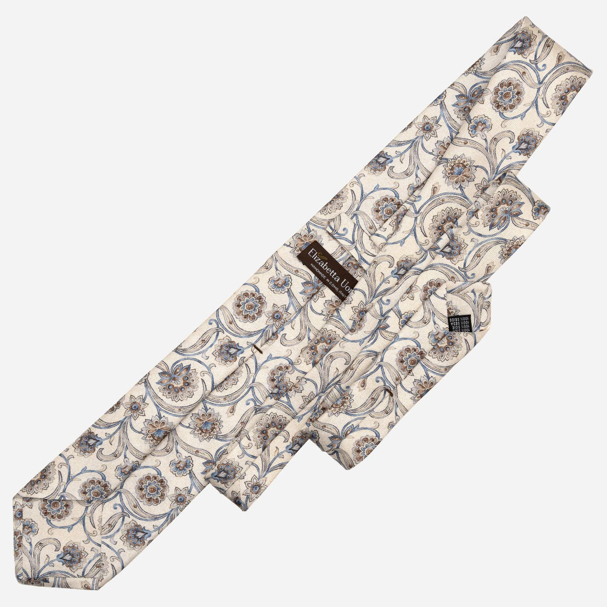 Handmade Italian Silk Tie Cream Floral