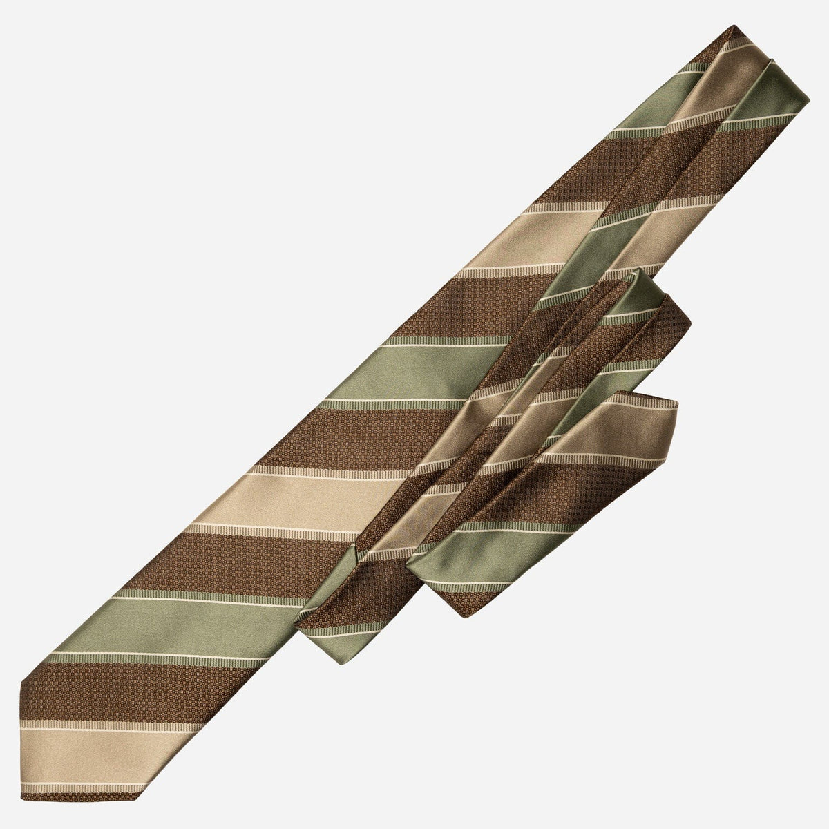 Italian Designer Green and Brown Tie