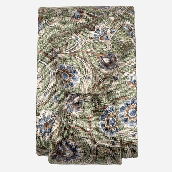 Handmade Italian Silk Tie Green Floral