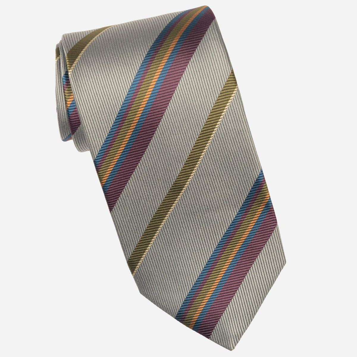 Grey Striped Handmade Italian Silk Tie