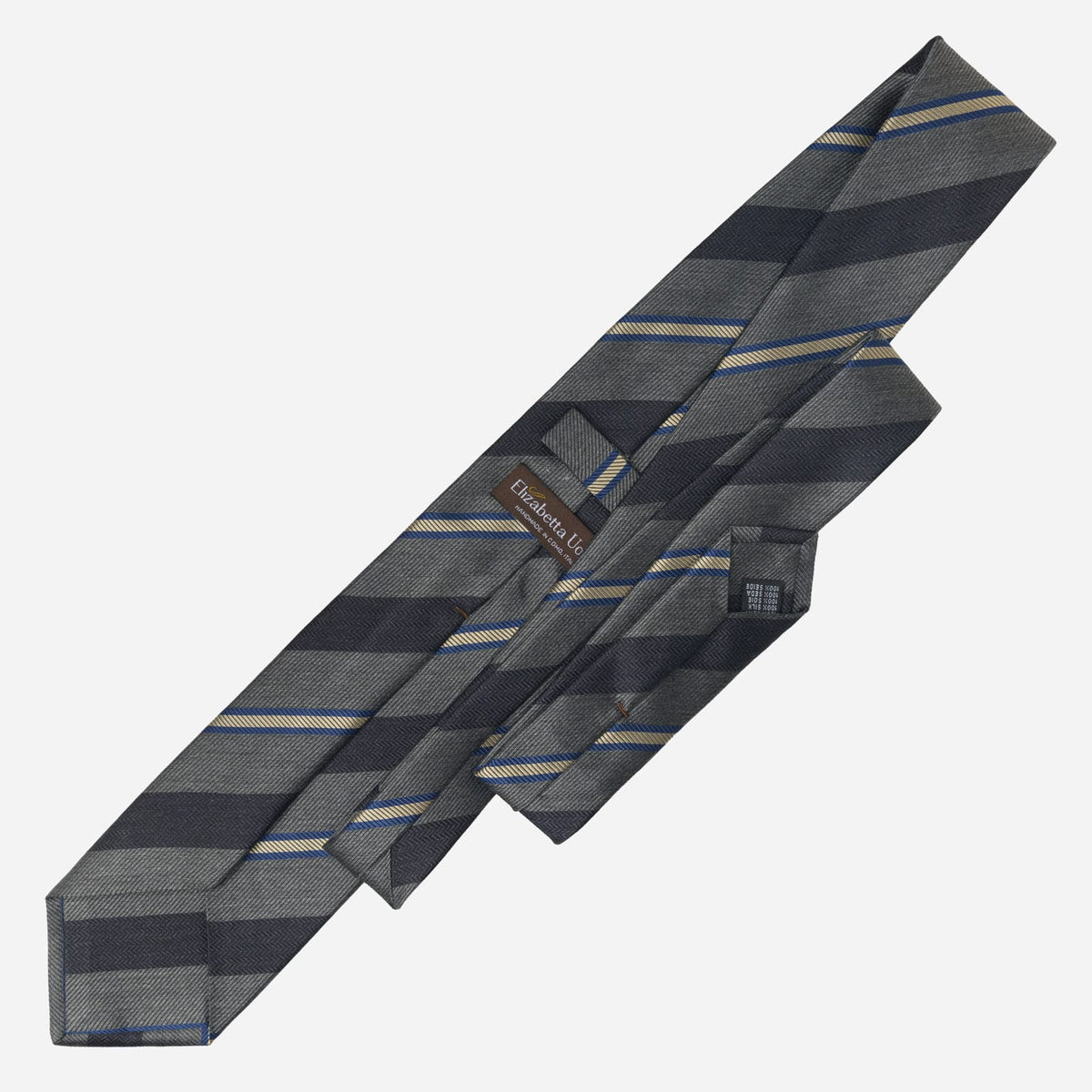 Italian Grey Silk Tie Woven Stripes