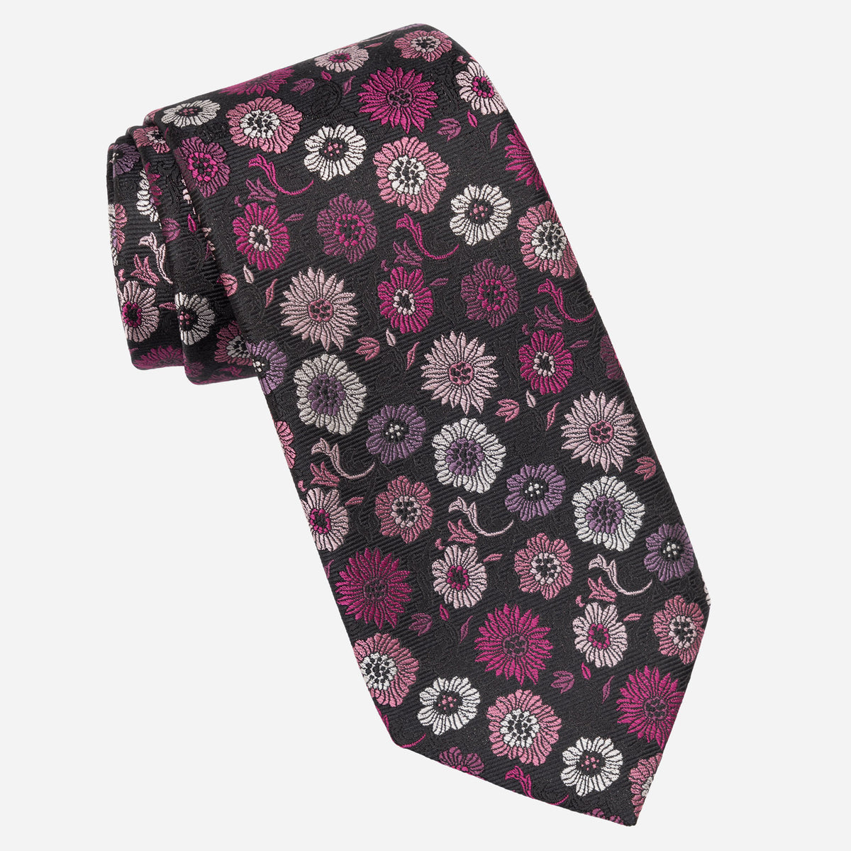 Magenta Floral Italian Handmade Silk Tie