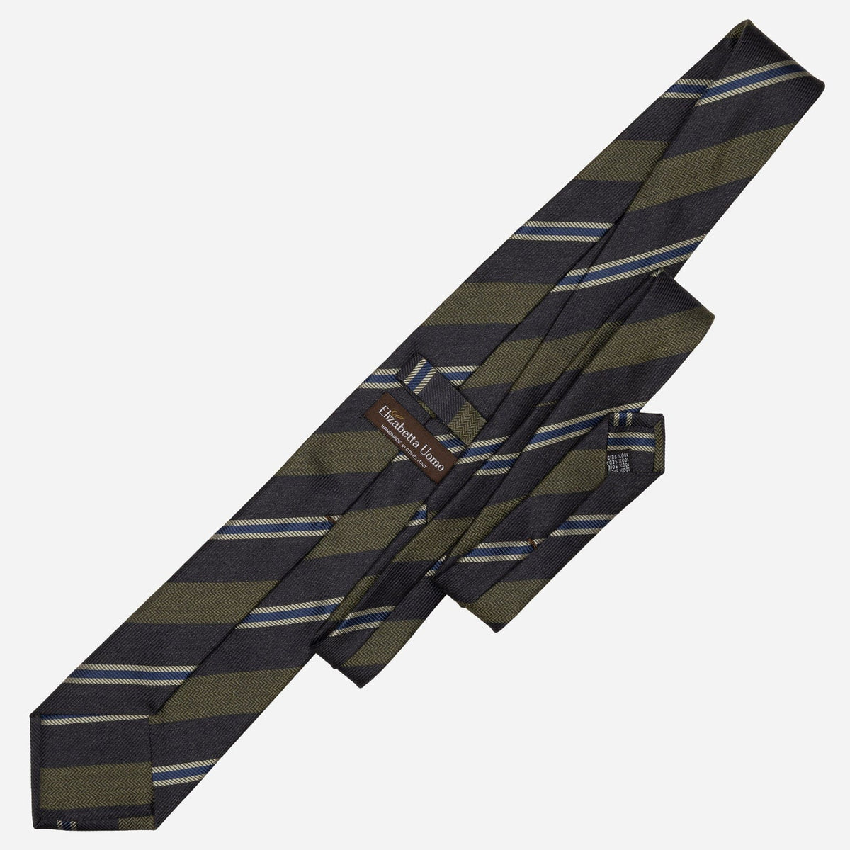 Italian Woven Stripes Navy and Green Tie