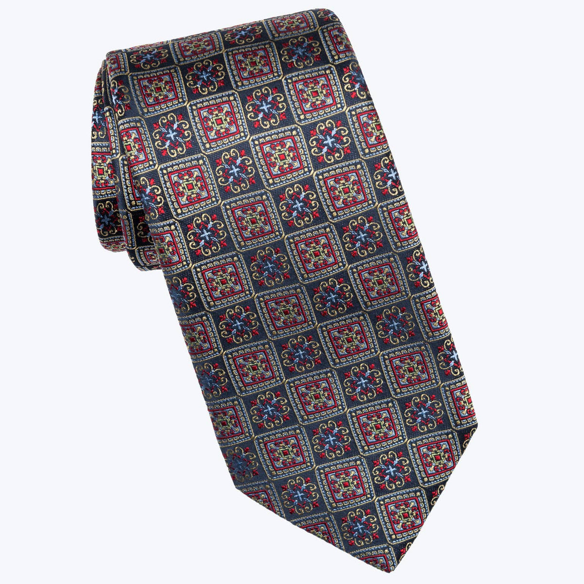 Designer Vintage Navy & Red Silk Necktie