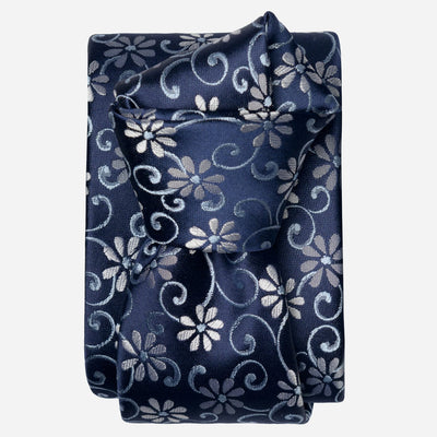 Italian Designer Navy Floral Silk Tie