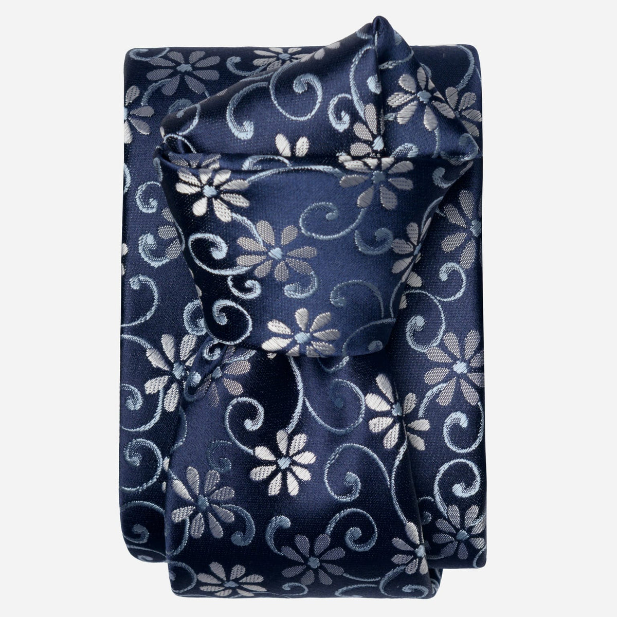 Italian Designer Navy Floral Silk Tie