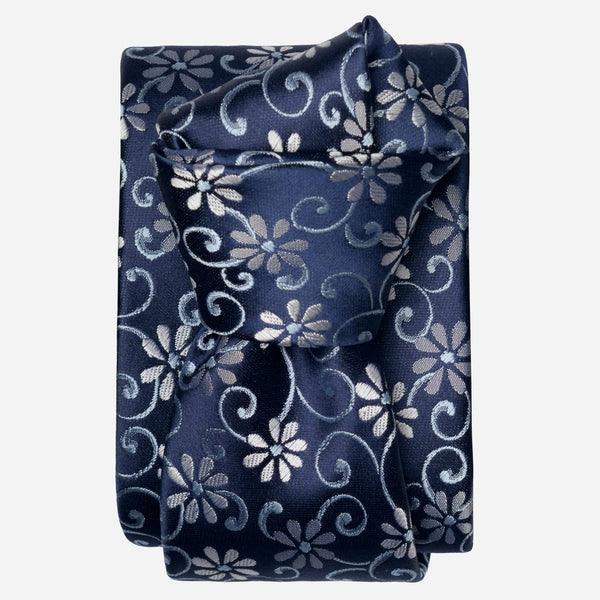 Italian Designer Navy Floral Silk Tie