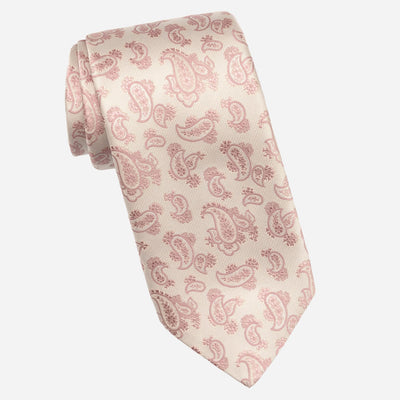 Pink Paisley Italian Designer Silk Tie