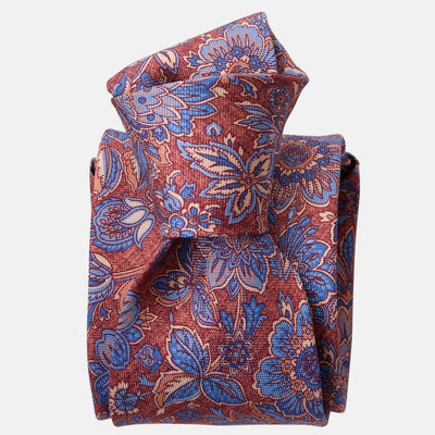 Red and Blue Floral Italian Silk Tie
