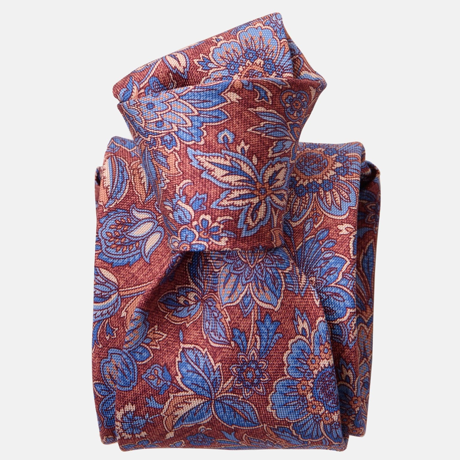 Red and Blue Floral Italian Silk Tie