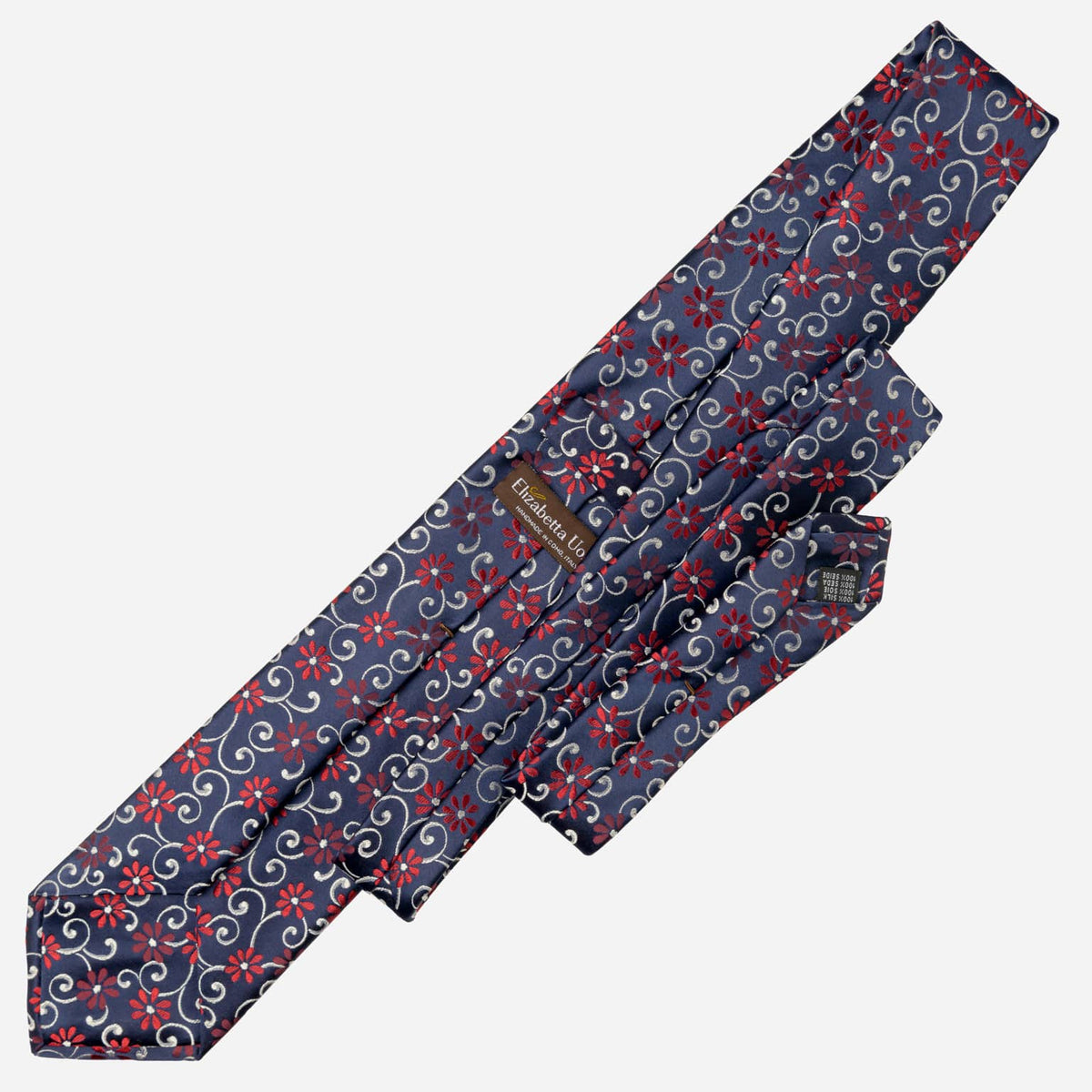 Italian Designer Red and Navy Silk Tie 