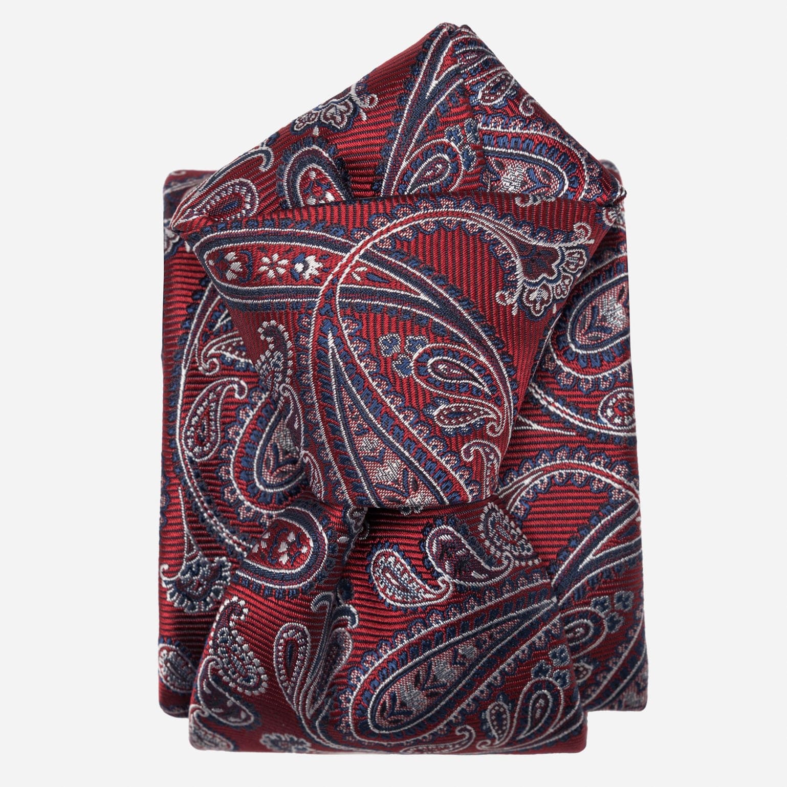 Red and Blue Italian Silk Paisley Necktie