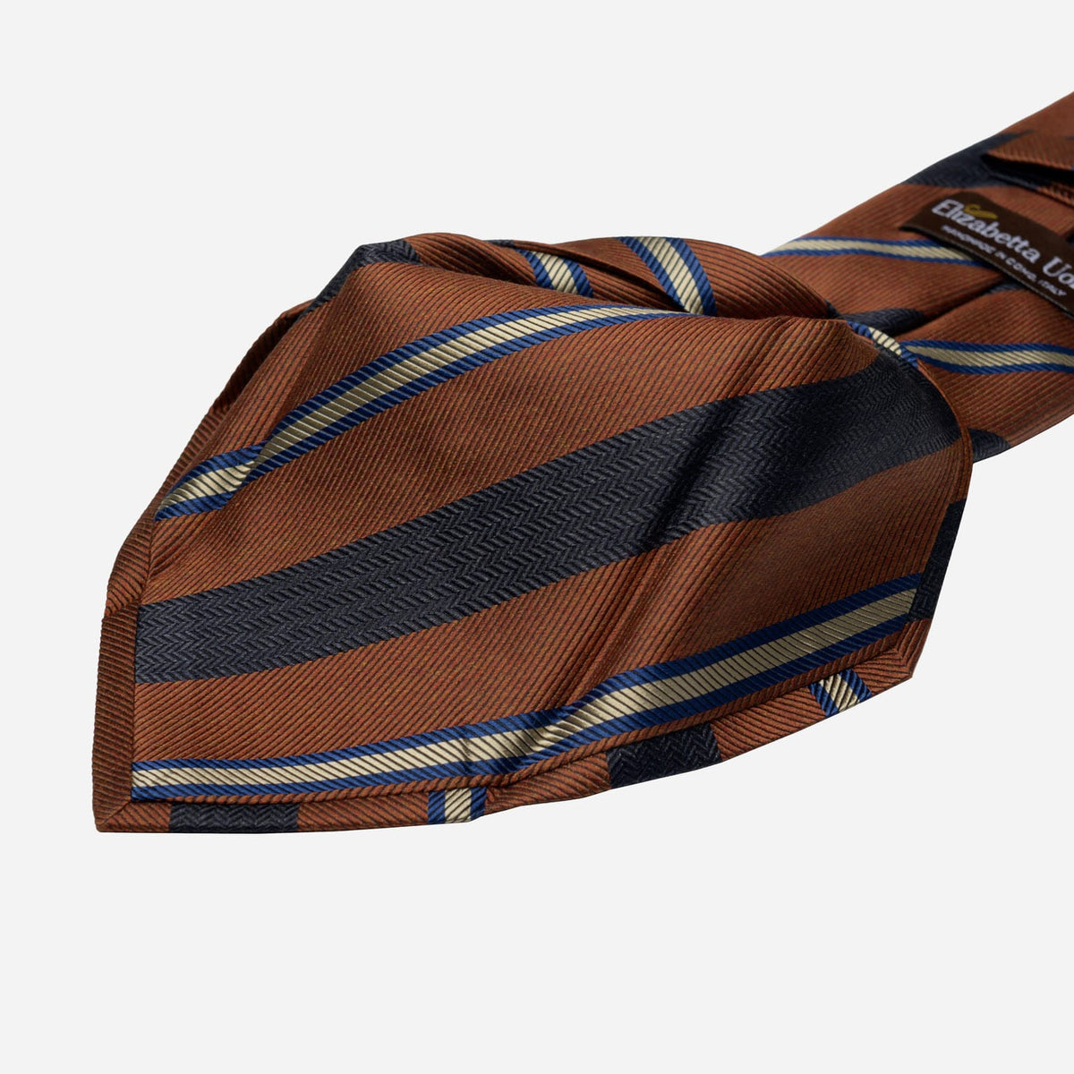 Italian Rust Silk Tie Woven Stripes