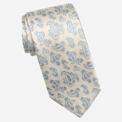 Sky Blue Paisley Designer Silk Tie
