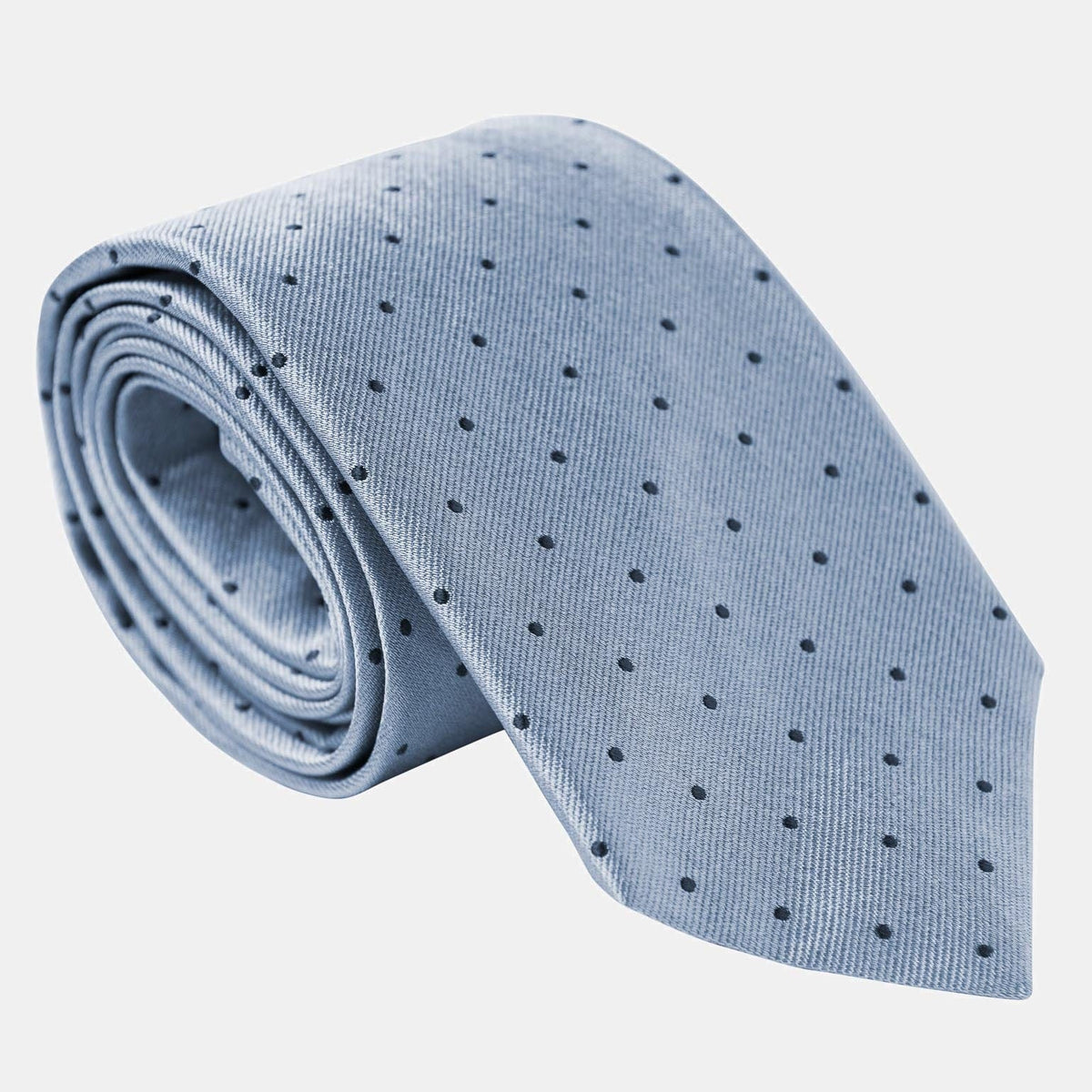 Sky Blue Italian Silk Tie - Polka Dots