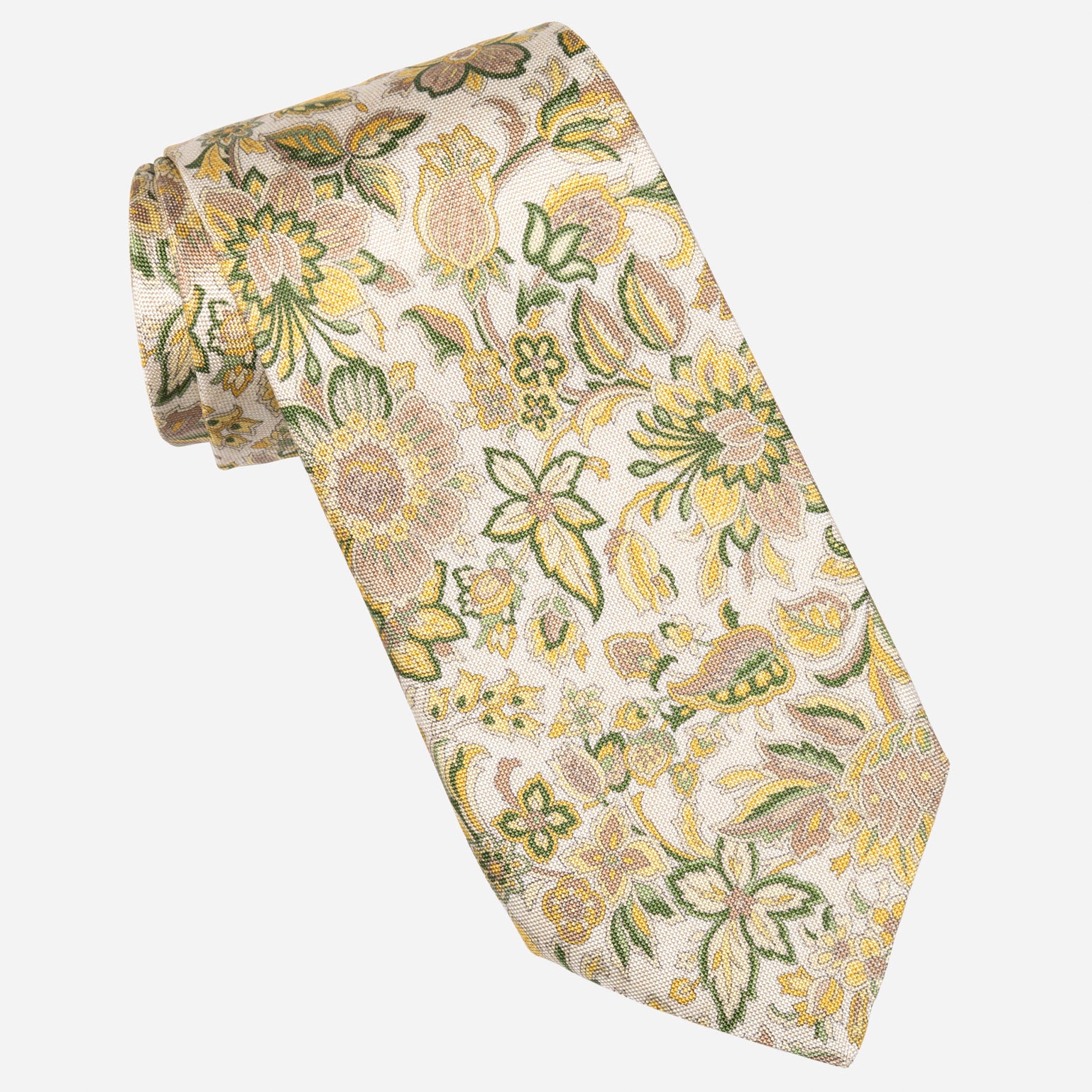 Yellow Handmade Floral Italian Silk Tie