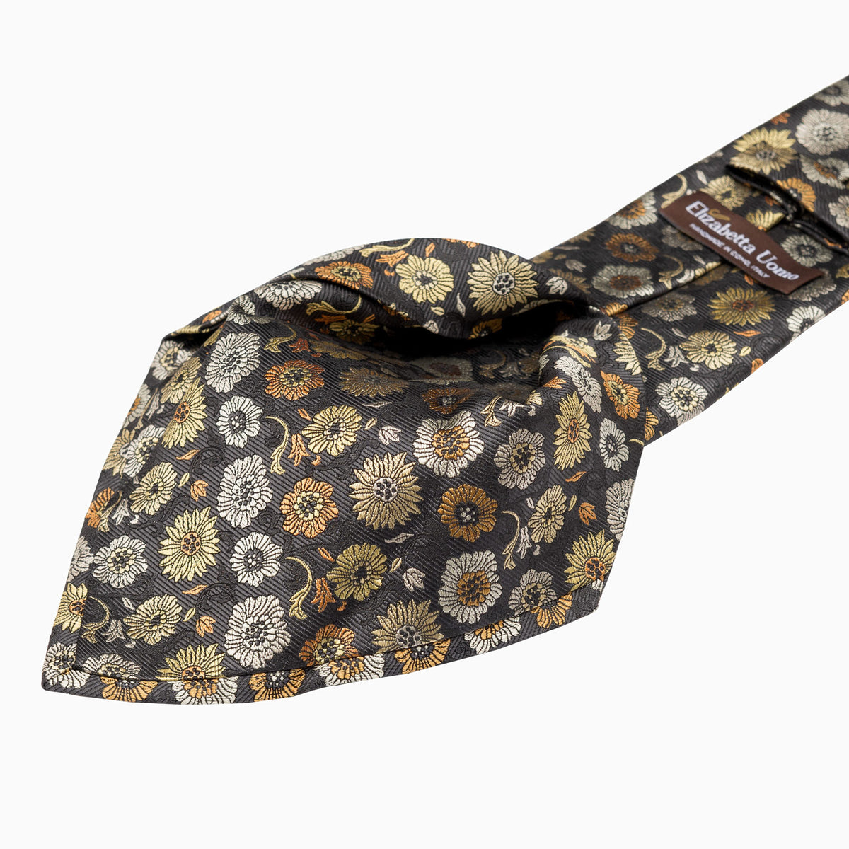 Yellow Floral Italian Handmade Silk Tie