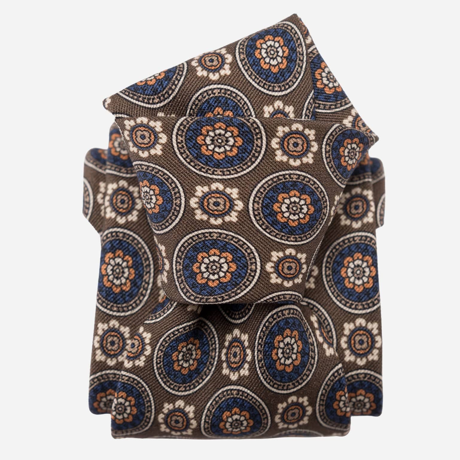 Brown Handmade Italian Silk and Wool Tie