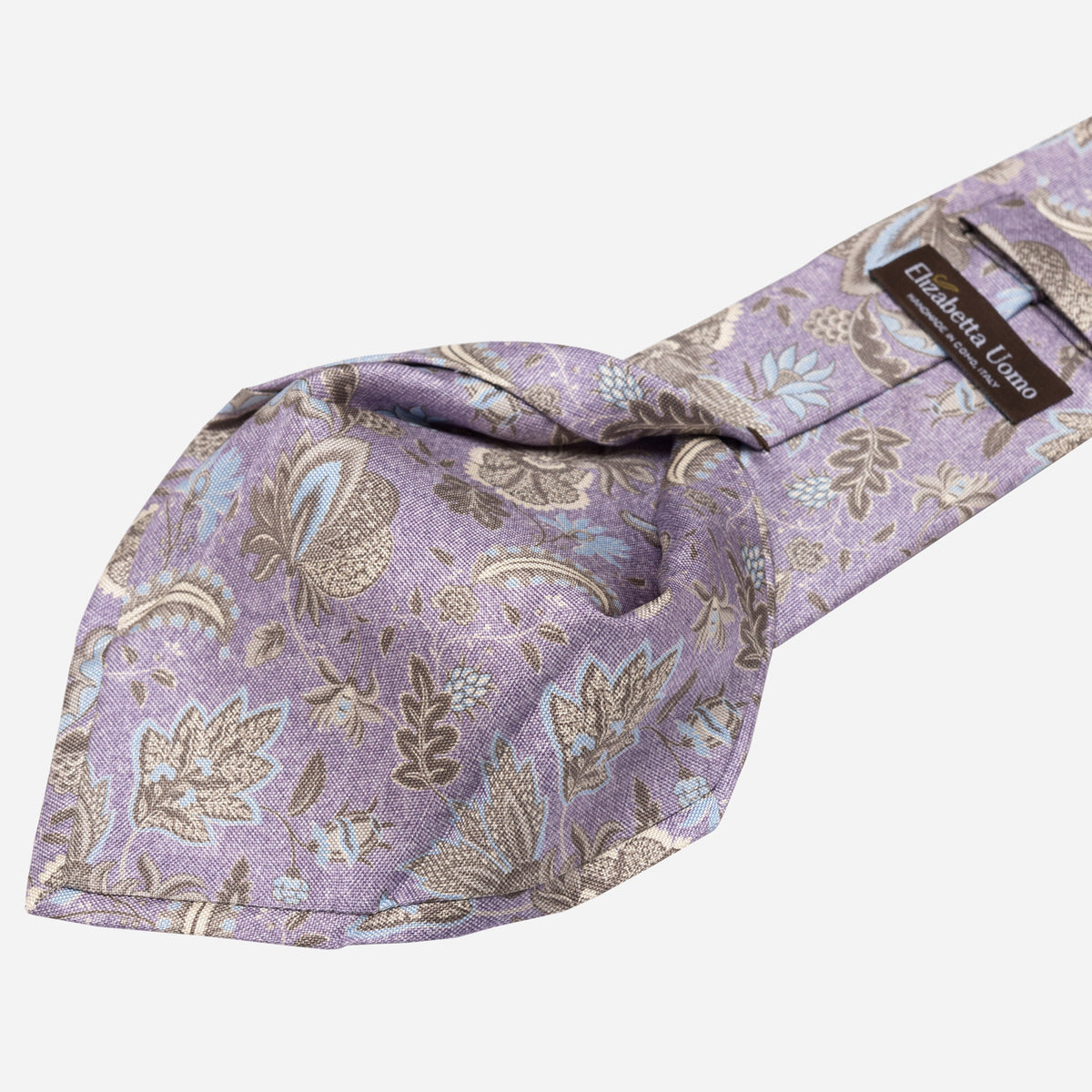 Handmade Lavender Floral Italian Silk Tie