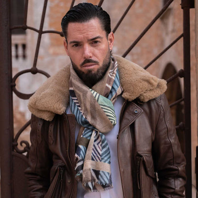 Soft patterned Italian wool scarf