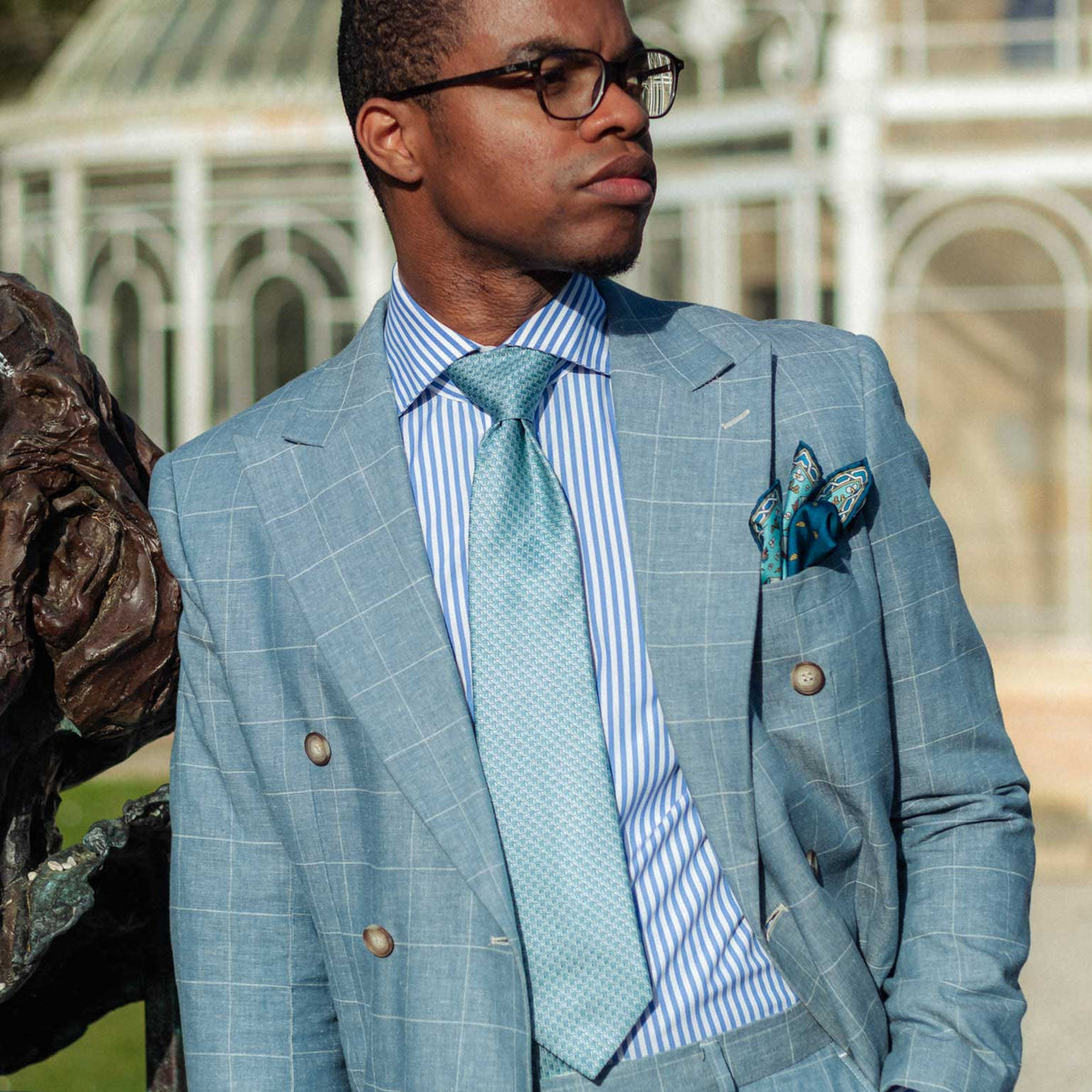 Men's Designer Italian Silk Tie Aqua