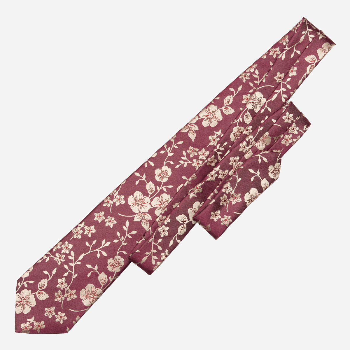 Burgundy Floral Italian Silk Jacquard Tie