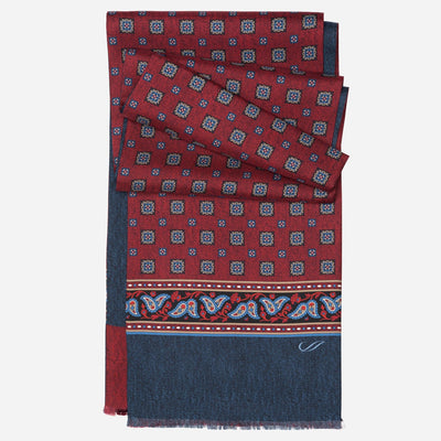 Dark Red Italian Designer Silk Scarf