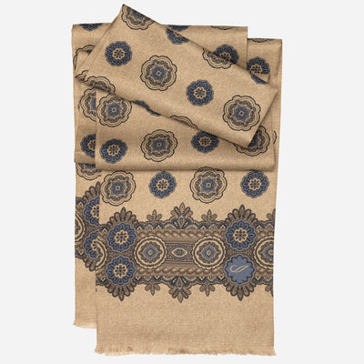 Italian Men's Golden Wheat Silk Scarf