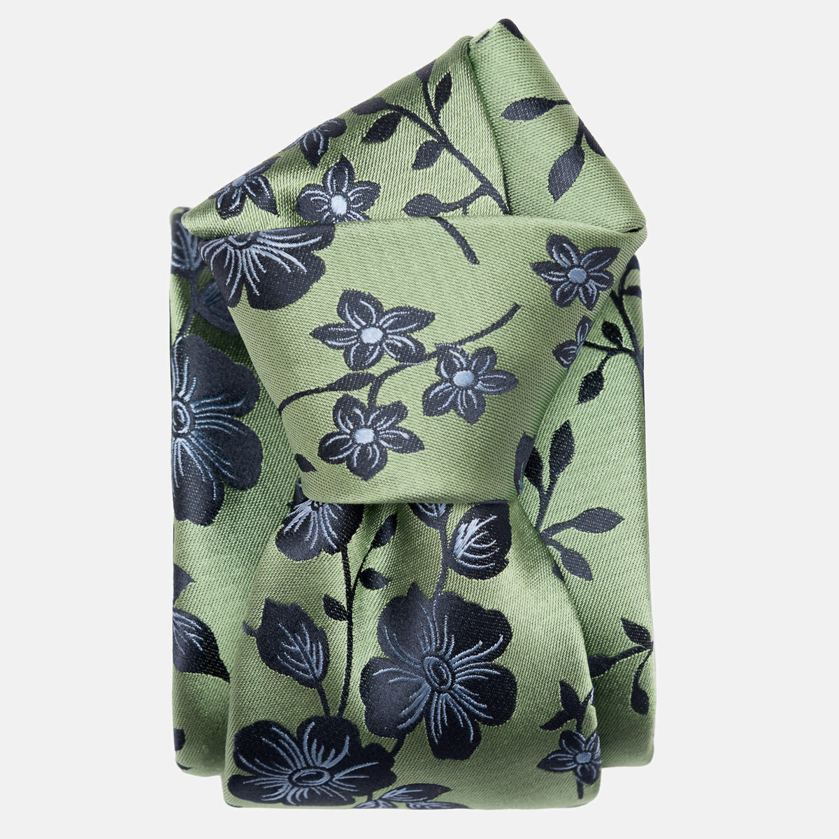 Green Floral Italian Silk Jacquard Tie