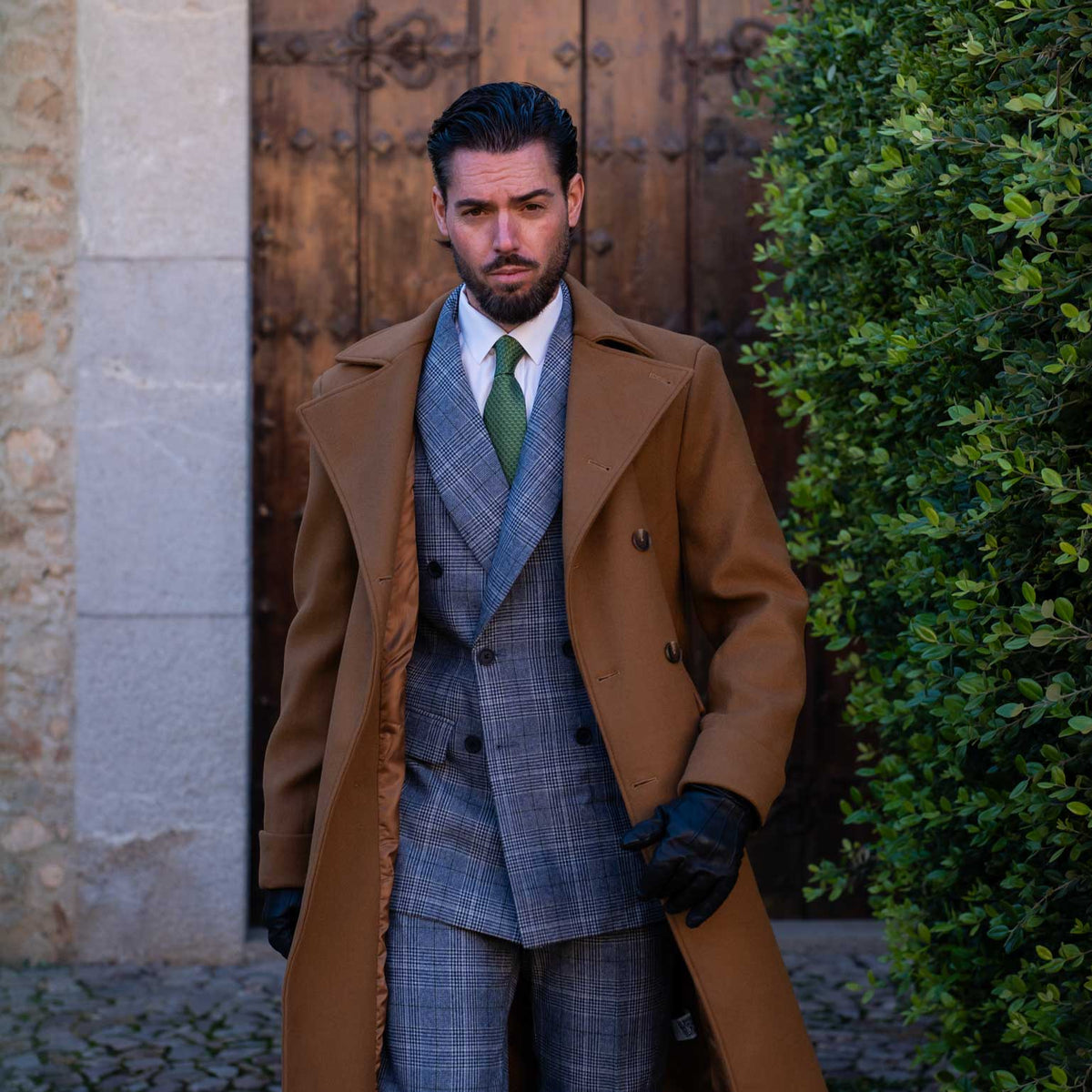 Men's Italian designer green silk necktie