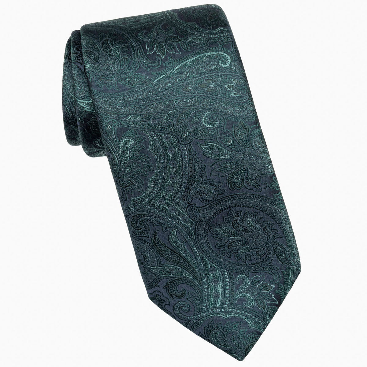 Green Paisley Italian Silk Jacquard Tie