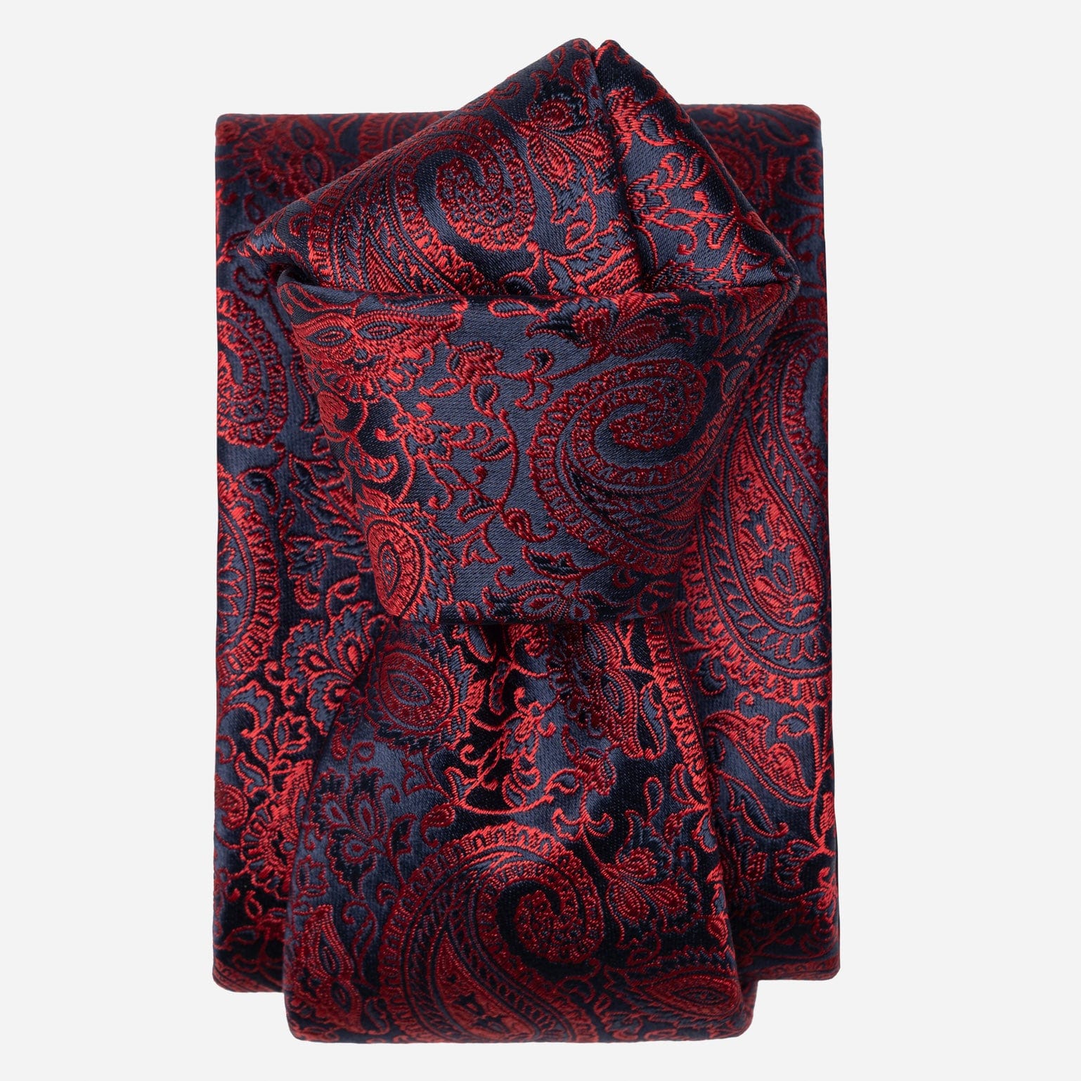 Red and Navy Paisley Italian Silk Tie