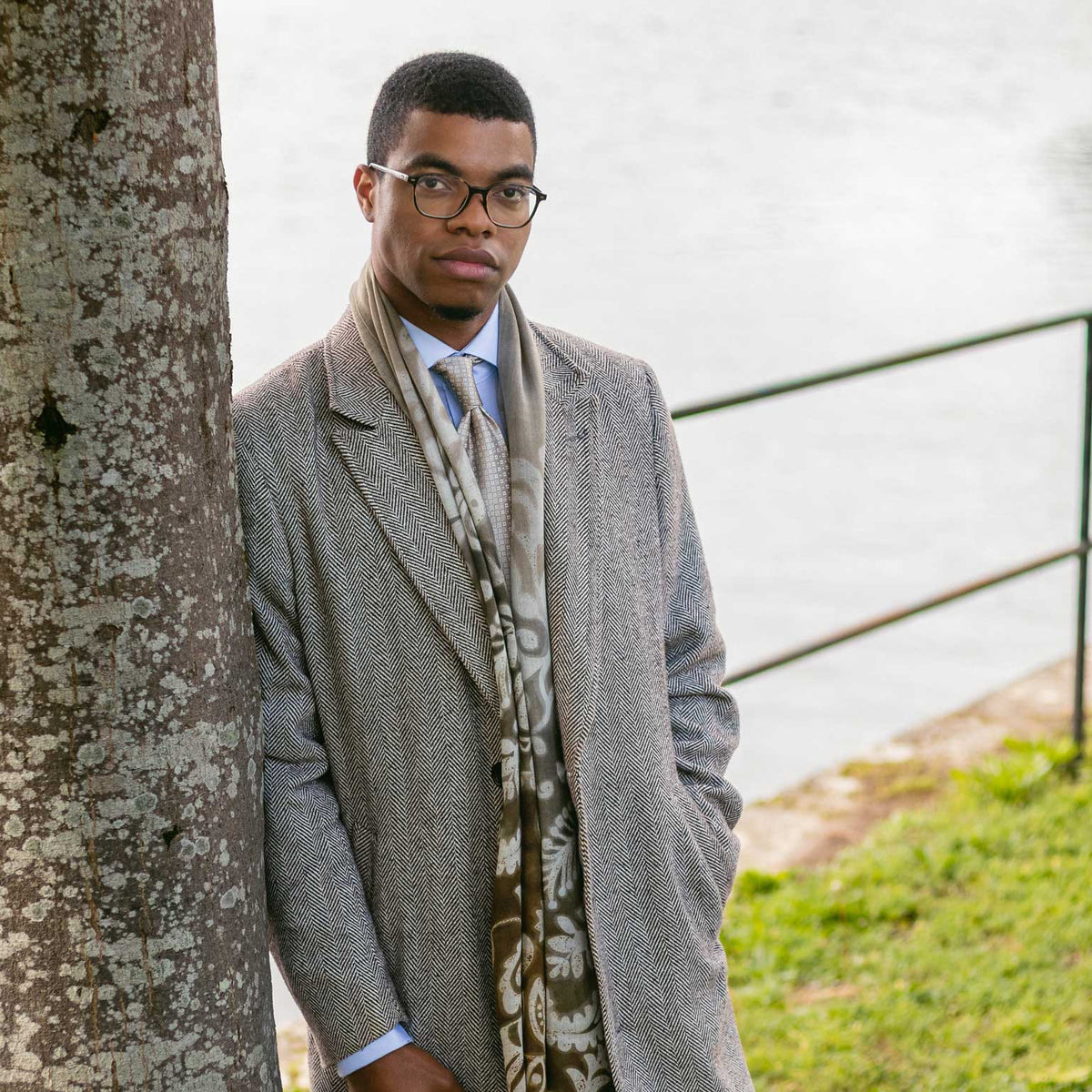 men's luxury patterned Italian wool scarf
