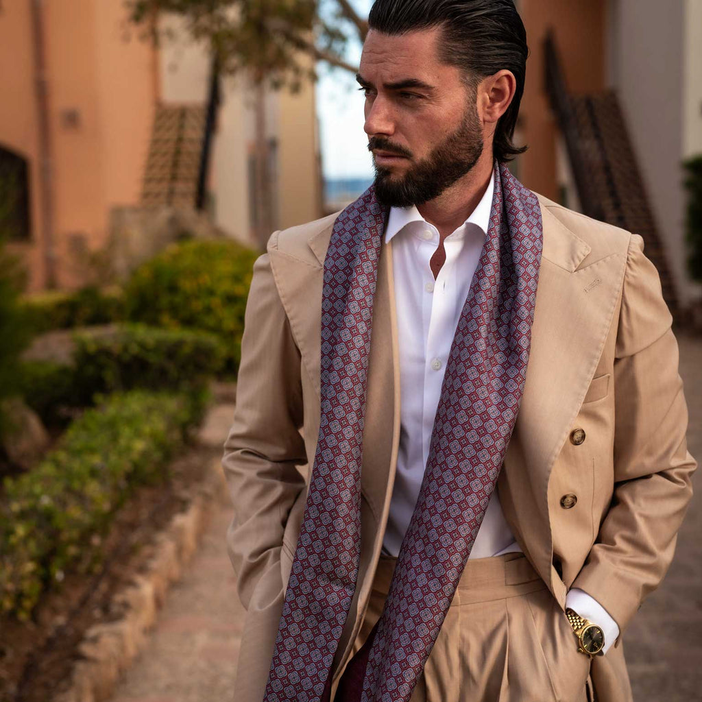 strapless open back dress Burgundy Geometric Mens Silk Scarf - Male Neck Scarf - Male Silk Scarf - Burgundy Luxury Silk Scarf