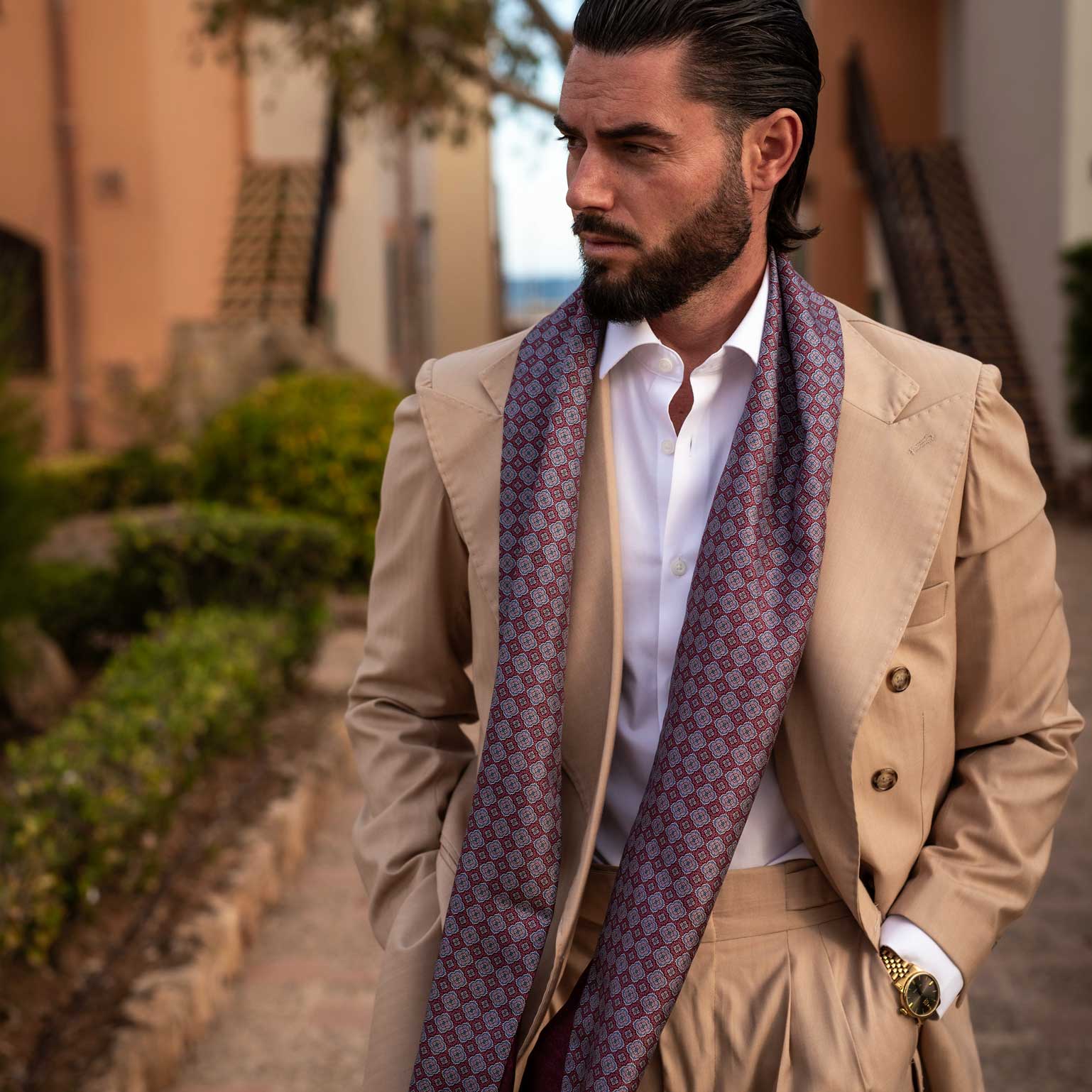 Palazzo - Silk Scarf for Men - Claret Red Palazzo - Silk Scarf for Men - Claret Red