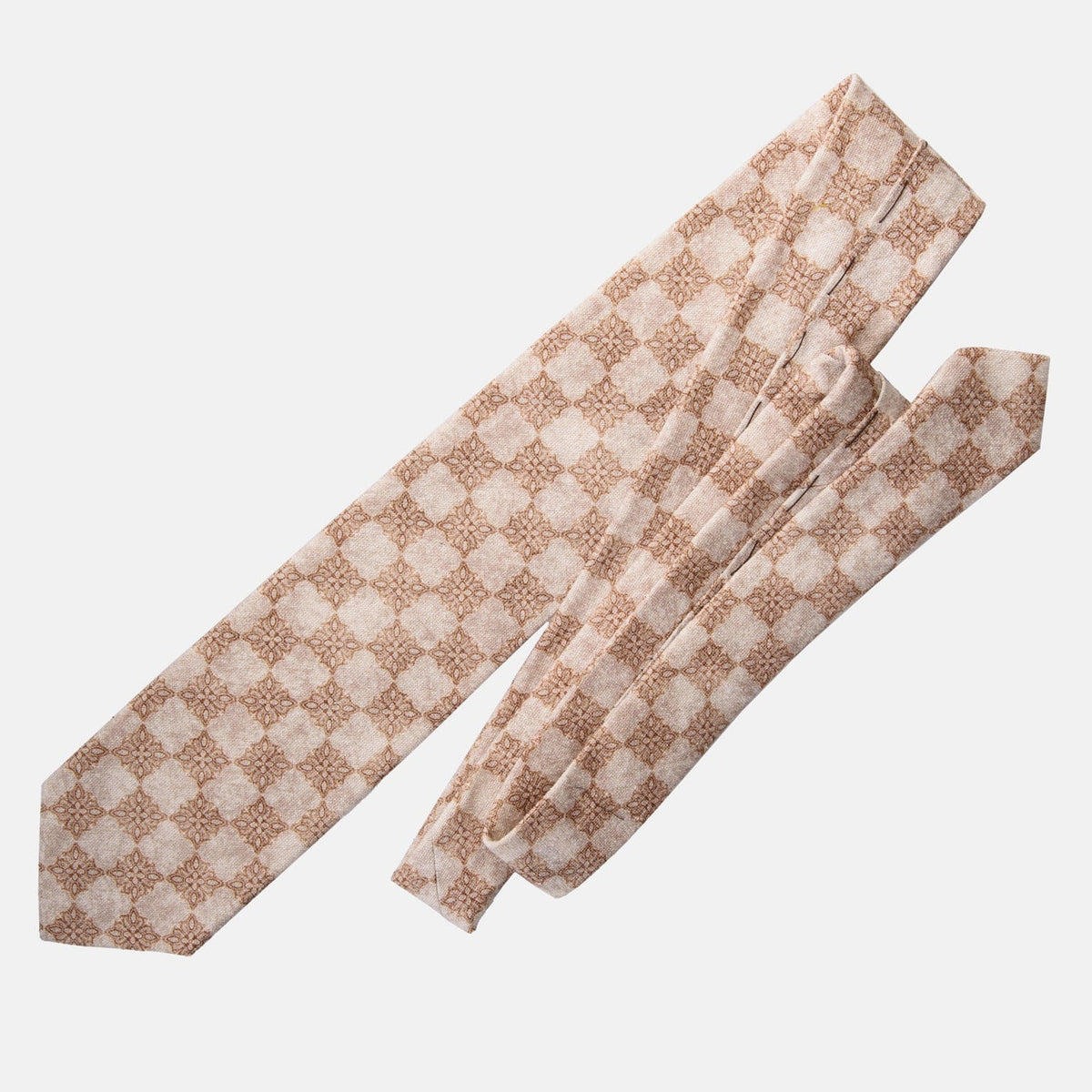 Extra Long Italian Silk Bourette Tie - Beige