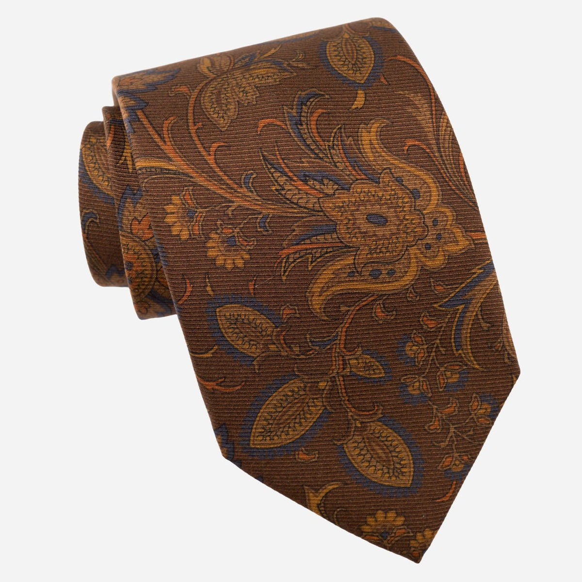 Brown Floral Italian Madder Silk Tie