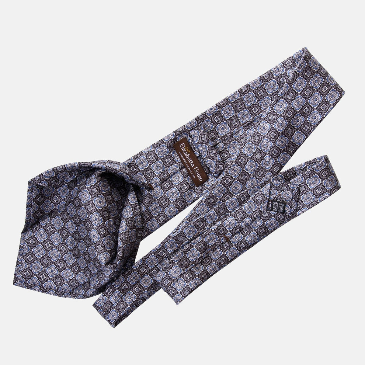 Extra Long Black and Grey Italian Silk Tie