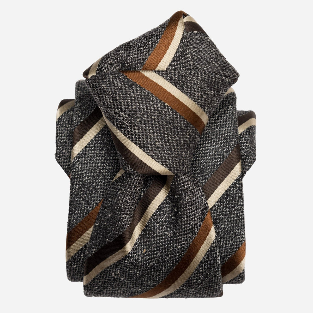 Steel Grey Striped Italian Handmade Silk Tie