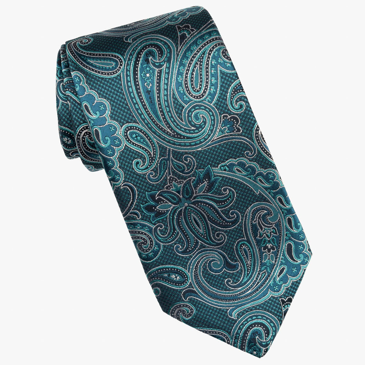 Turquoise Woven Paisley Italian Silk Tie