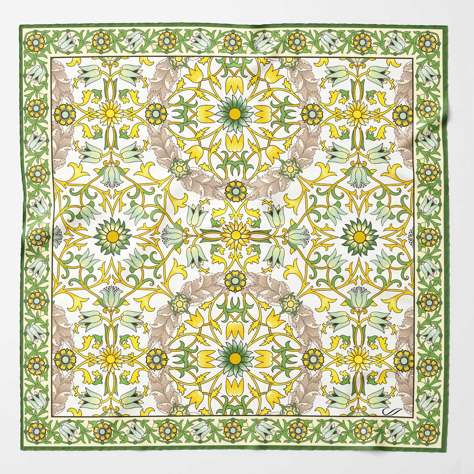 Green & Yellow Silk Italian Pocket Square