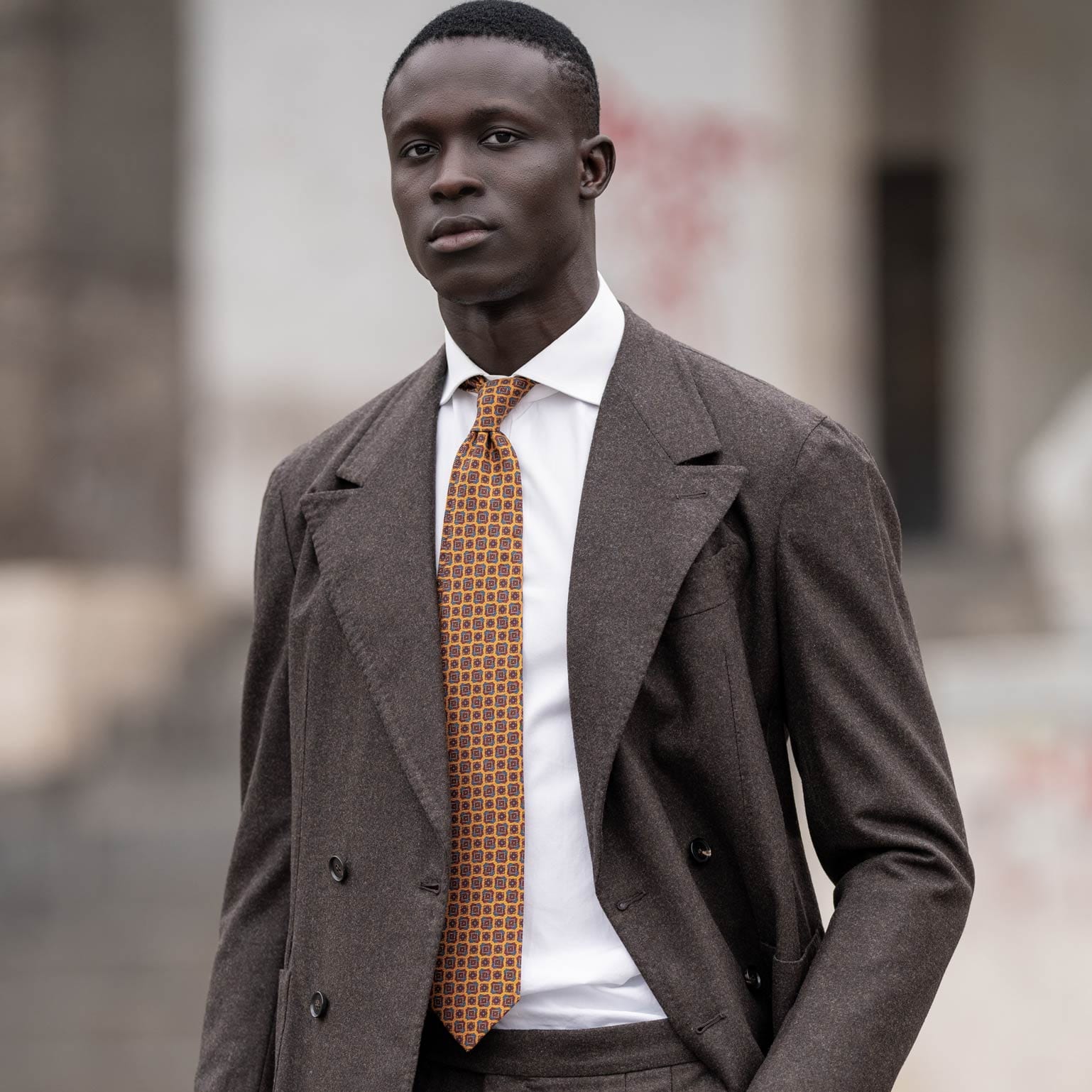 Amber Yellow Italian Madder Silk Tie