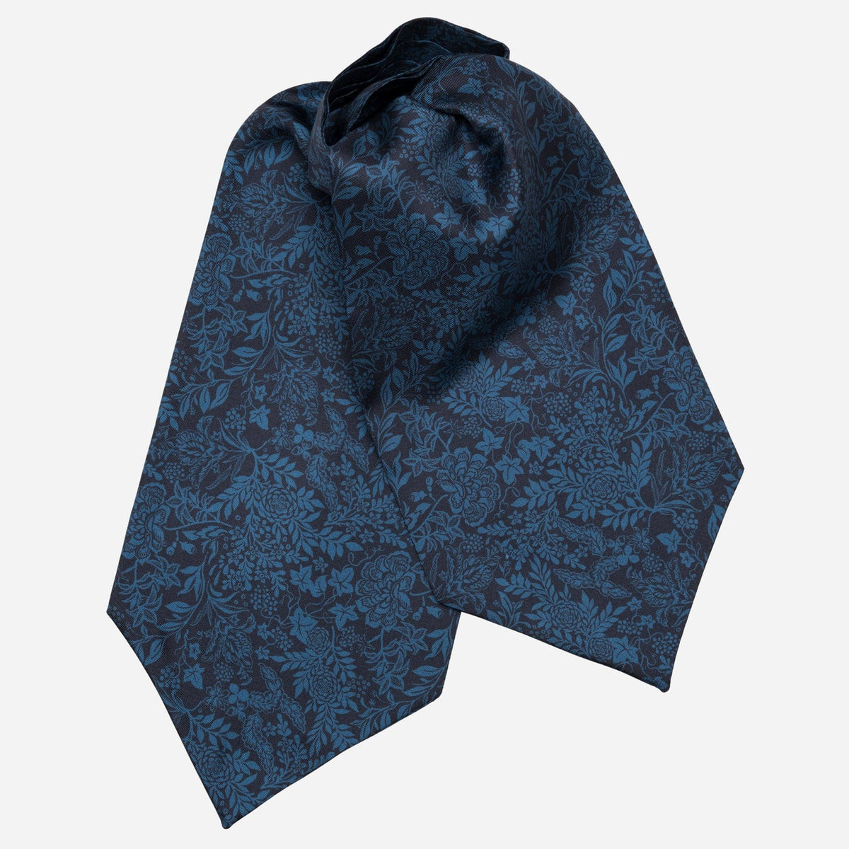 Floral Midnight Blue Italian Silk Ascot Tie