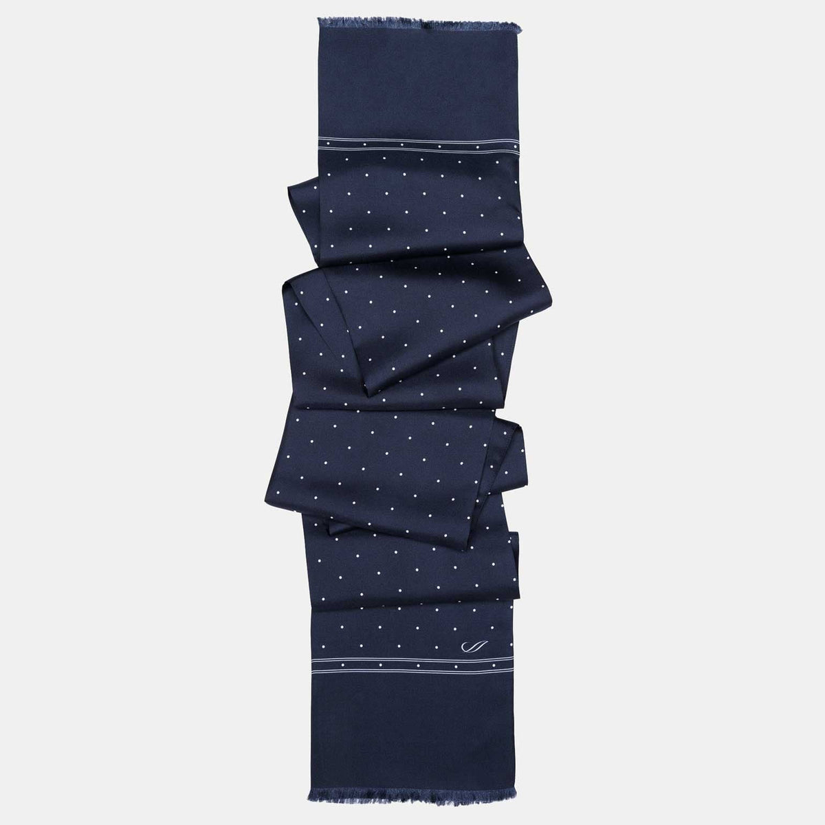 Mens Navy Polka Dot Italian Silk Scarf